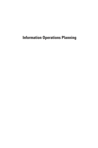 Titelbild: Information Operations Planning 1st edition 9781580535175
