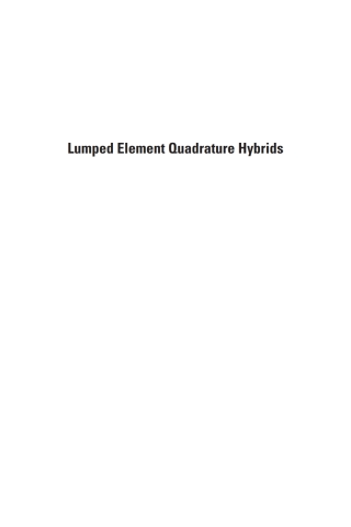 Cover image: Lumped Element Quadrature Hybrids 1st edition 9781580536011