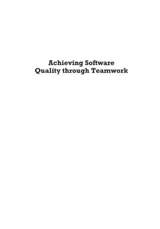 Cover image: Achieving Software Quality Through Teamwork 1st edition 9781580536622