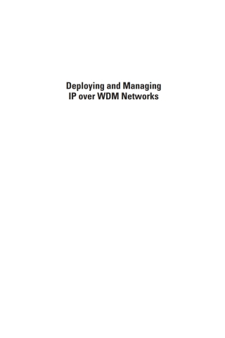 Titelbild: Deploying and Managing IP over WDM Networks 1st edition 9781580535014