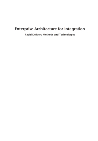 Imagen de portada: Enterprise Architecture for Integration: Rapid Delivery Methods and Technologies 1st edition 9781580537131