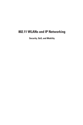 Cover image: 802.11 WLANs and IP Networking: Security, QoS, and Mobility 1st edition 9781580537896