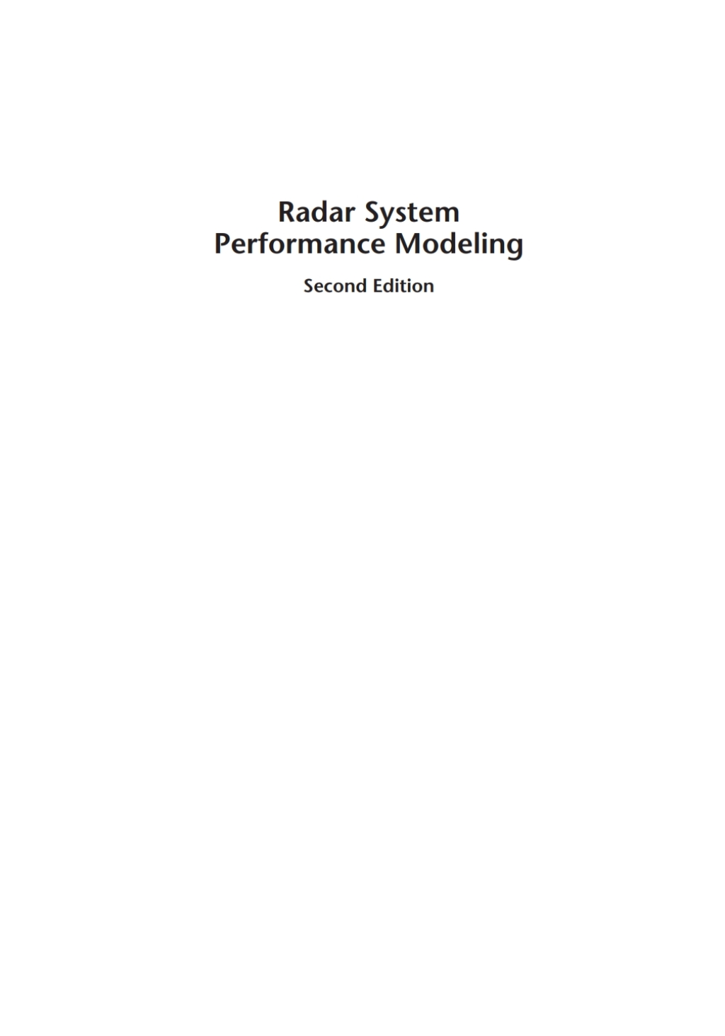 Radar System Performance Modeling 2nd Edition