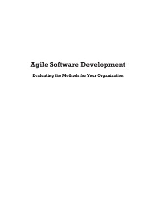 Imagen de portada: Agile Software Development: Evaluating the Methods for Your Organization 1st edition 9781580538428