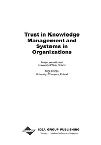 صورة الغلاف: Trust in Knowledge Management and Systems in Organizations 9781591401261