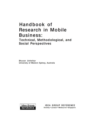 Imagen de portada: Handbook of Research in Mobile Business 9781591408178