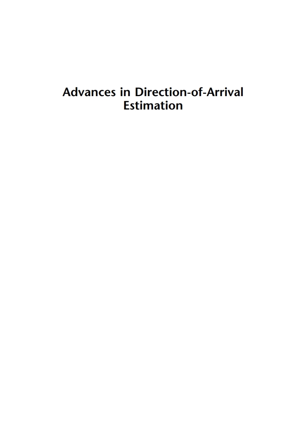 Advances in Direction-of-Arrival Estimation 1st Edition
