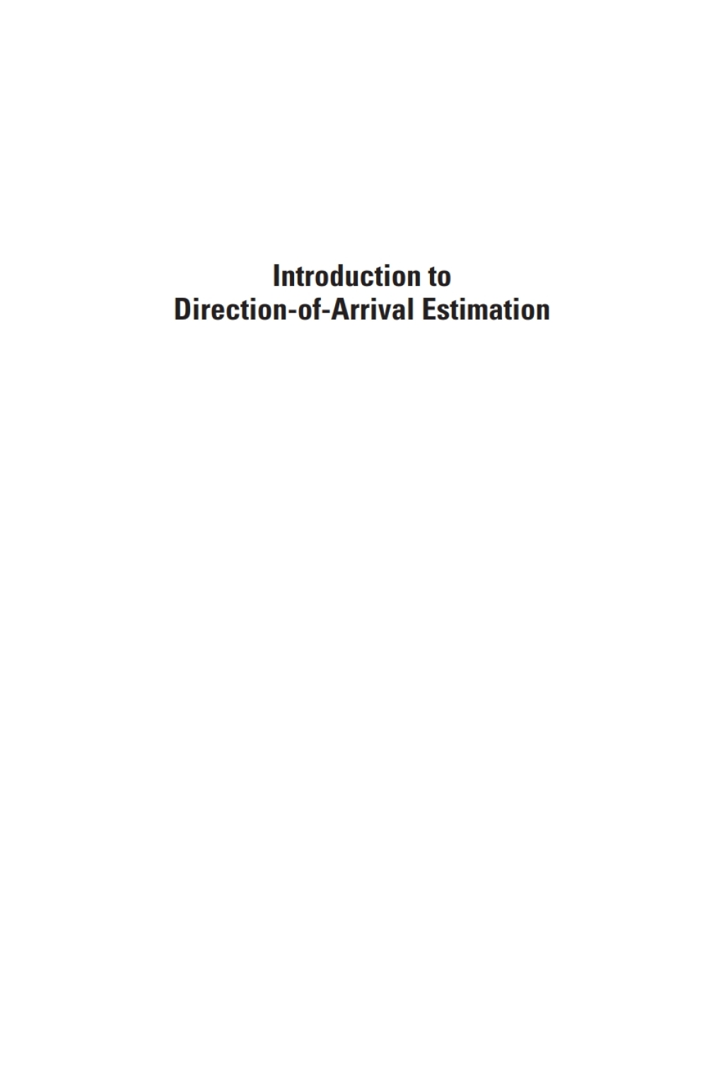 Introduction to Direction-of-Arrival Estimation 1st Edition