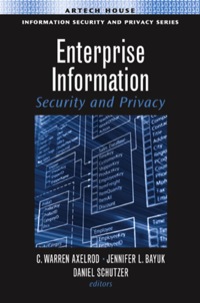 Cover image: Enterprise Information Security and Privacy 9781596931909