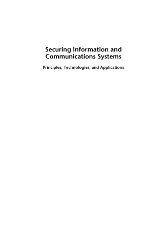 Imagen de portada: Securing Information and Communications Systems: Principles, Technologies, and Applications 1st edition 9781596932289