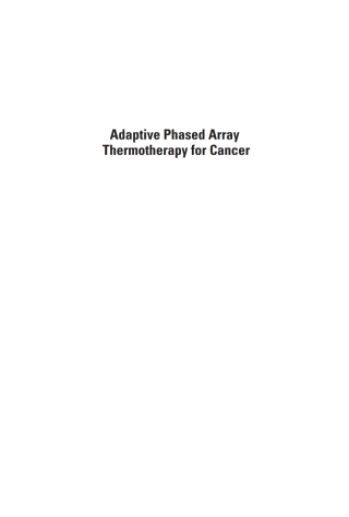 Imagen de portada: Adaptive Phased Array Thermotherapy for Cancer 1st edition 9781596933798