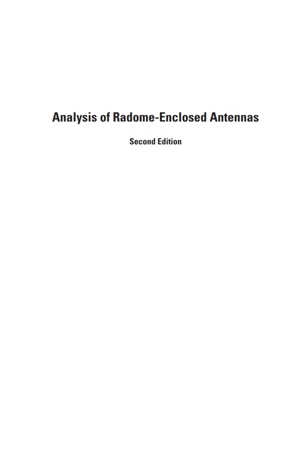 Analysis of Radome Enclosed Antennas 2nd Edition