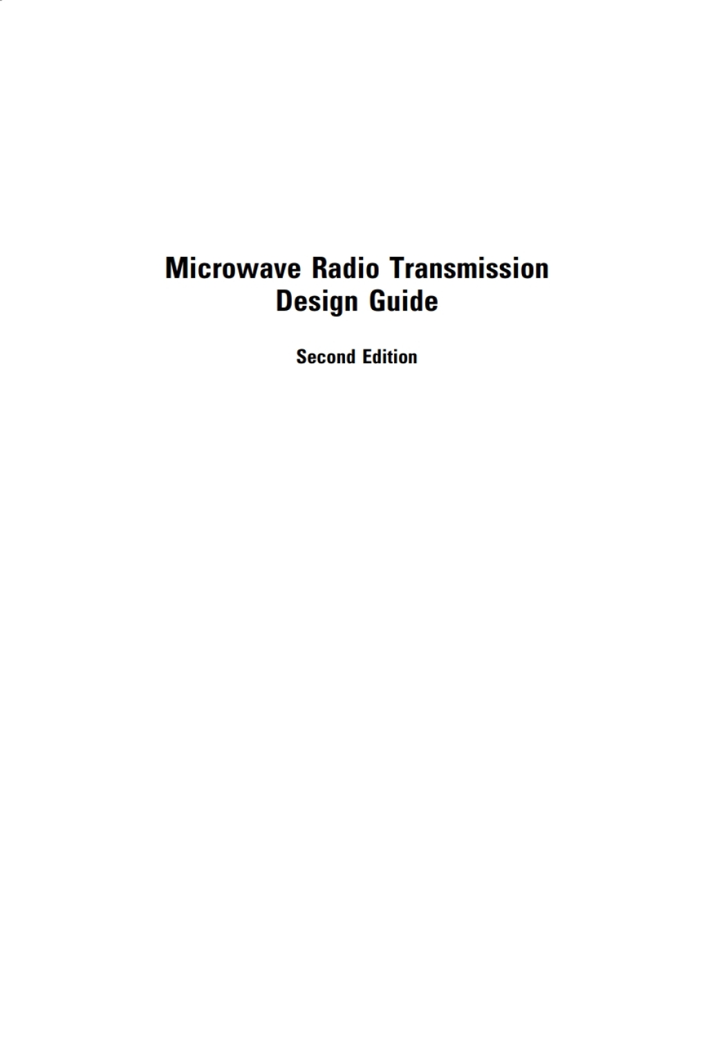 Microwave Radio Transmission Design Guide 2nd Edition