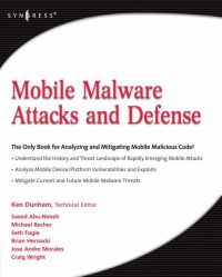Imagen de portada: Mobile Malware Attacks and Defense 9781597492980