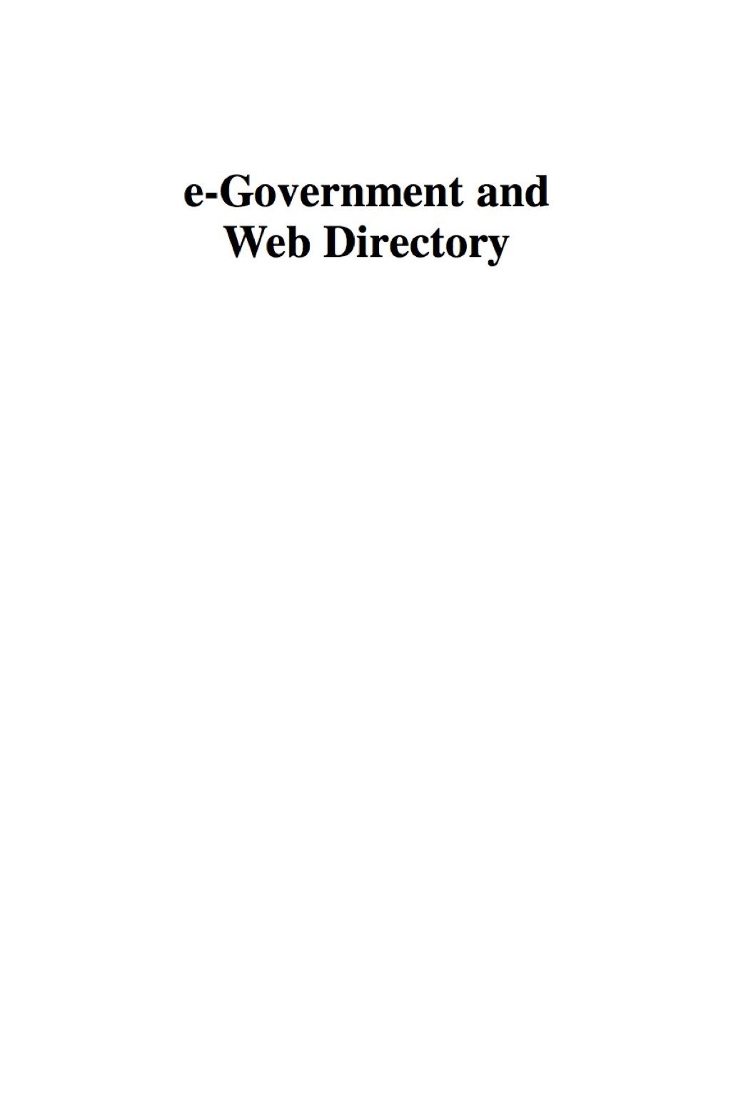 e-Government and Web Directory 6th Edition