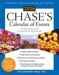Imagen de portada: Chase's Calendar of Events 2016 59th edition 9781598888072