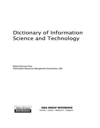 Cover image: Dictionary of Information Science and Technology 9781599043852