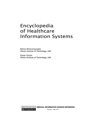 Imagen de portada: Encyclopedia of Healthcare Information Systems 9781599048895