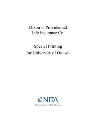 Cover image: Dixon v. Providential Life Insurance Co. 9781601569561