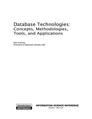 Omslagafbeelding: Database Technologies: Concepts, Methodologies, Tools, and Applications 9781605660585