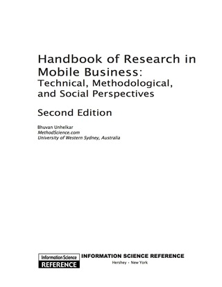 Cover image: Handbook of Research in Mobile Business, Second Edition 9781605661568