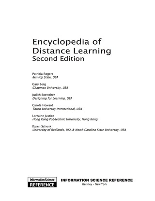 Cover image: Encyclopedia of Distance Learning, Second Edition 9781605661988