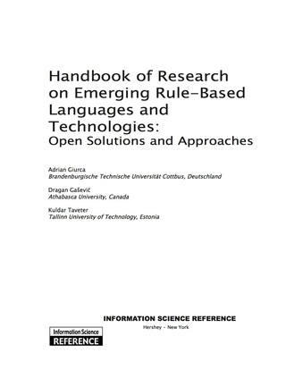 Cover image: Handbook of Research on Emerging Rule-Based Languages and Technologies 9781605664026