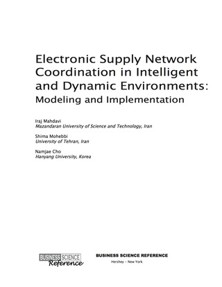 Imagen de portada: Electronic Supply Network Coordination in Intelligent and Dynamic Environments: Modeling and Implementation 9781605668086
