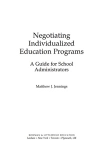 Imagen de portada: Negotiating Individualized Education Programs 9781607090175