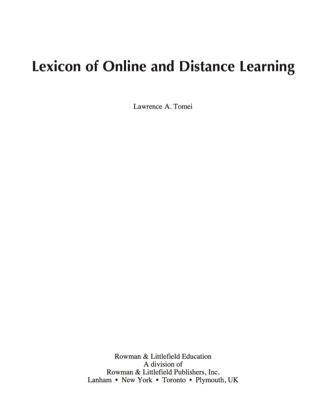 Cover image: Lexicon of Online and Distance Learning 9781607092834