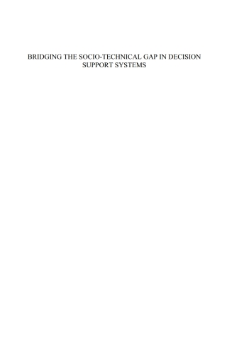 Cover image: Bridging the Socio-technical Gap in Decision Support Systems 1st edition 9781607505761