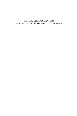Cover image: Virtual Environments in Clinical Psychology and Neuroscience 1st edition 9789051994292