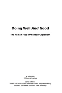 Cover image: Doing Well and Good: The Human Face of the New Capitalism 9781593117870