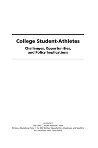 Cover image: College Student-Athletes: Challenges, Opportunities, and Policy Implications 9781607521402