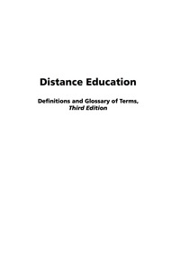 Cover image: Distance Education 3rd Edition: Definition and Glossary of Terms 9781607521389