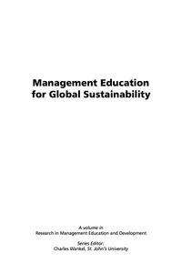 Cover image: Management Education for Global Sustainability 9781607522348