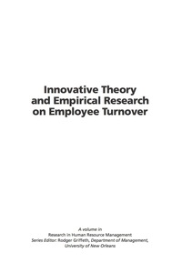 Cover image: Innovative Theory and Empirical Research on Employee Turnover 9781593110963