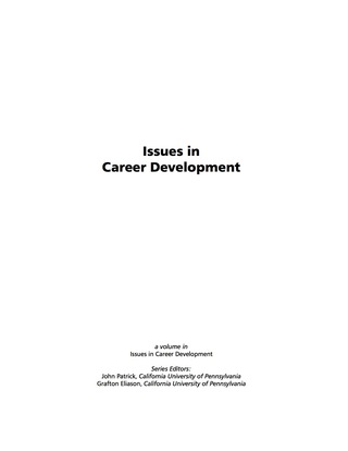 Imagen de portada: Issues in Career Development 9781931576062