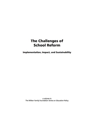 Cover image: The Challenge of School Reform: Implementation, Impact, and Sustainability 9781593115197