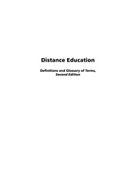 Cover image: Distance Education: Definition and Glossary of Terms 2nd edition 9781593115159