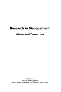 Cover image: Research in Management International Perspectives 9781593117504