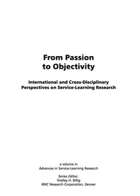 Cover image: From Passion to Objectivity: International and Cross-Disciplinary Perspectives on Service-Learning Research 9781593118457