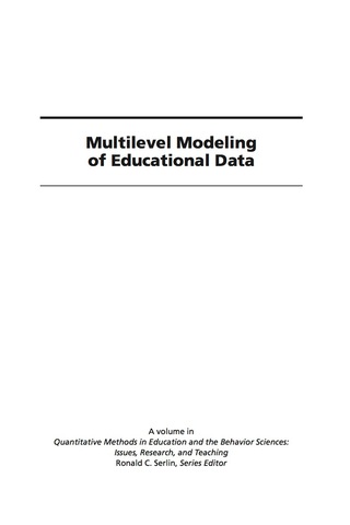 Cover image: Multilevel Modeling of Educational Data 9781593116842