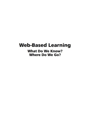 Cover image: Web Based Learning: What do we know?  Where do we go? 9781593110024
