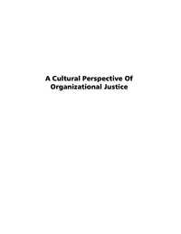Cover image: A Cultural Perspective of Organizational Justice 9781593115944