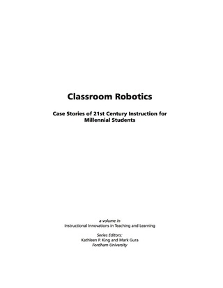 Cover image: Classroom Robotics: Case Stories of 21st Century Instruction for Millennial Students 9781593116019