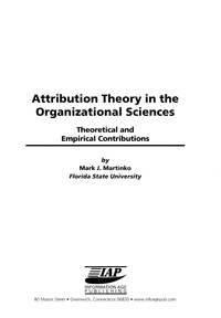 Cover image: Attribution Theory in the Organizational Sciences: Theoretical and Empirical Contributions 9781593111250