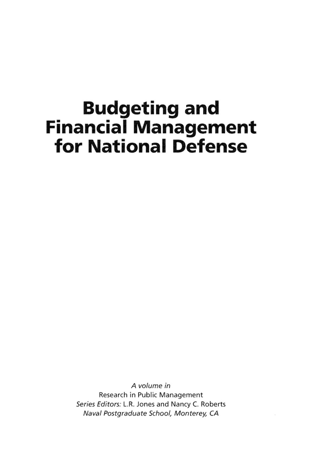 Budgeting and Financial Management for National Defense
