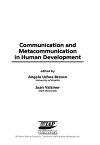 Cover image: Communication and Metacommunication in Human Development 9781593112547