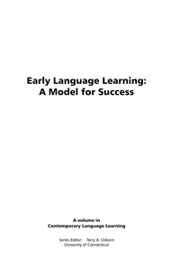 Cover image: Early Language Learning: A Model for Success 9781593110826